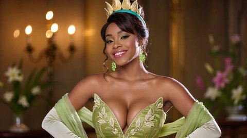 Princess Tiana Shows Her Tits In Cosplay Wardrobe Slip - Part 2