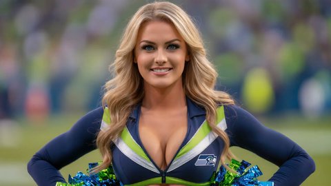 Seattle Seahawk's Cheerleader Exposes Her Tits On Tv - Part 6