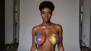 Body Paint Gets Sprayed Off Revealing Her Perfect Tits - Part 3