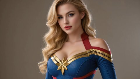 Captain Marvel Cosplayer Reveals Her Tits On Set In Photoshoot - Part 3