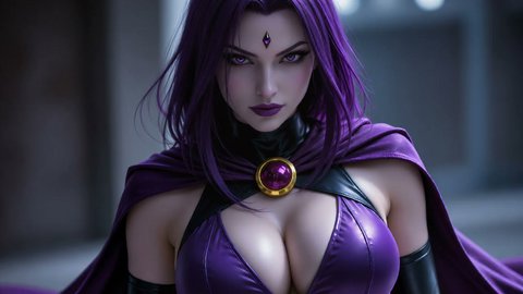 Raven Teen Titans Cosplayer Pulls Out Her Tits For The Camera - Part 7