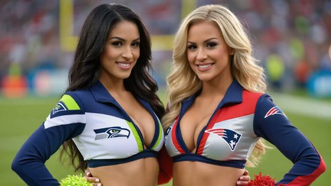 Seahawks And Patriots Cheerleaders Take Their Shirts Off Showing Their Beautiful Tits - Part 4