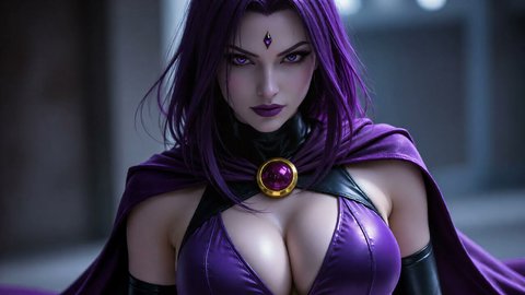 Raven Teen Titans Cosplayer Pulls Out Her Tits For The Camera