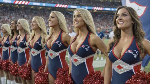 New England Patriot Cheerleaders Expose Their Tits At The Super Bowl - Part 2
