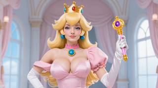 Princess Peach Poses For The Camera And Drops Her Dress To Show Her Tits