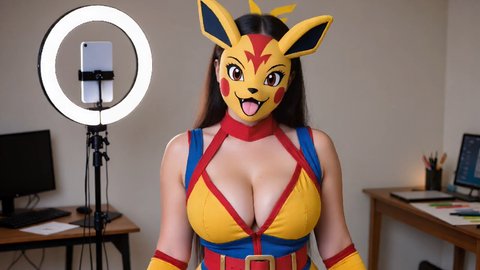 Animated Pokemon Mask With Perfect Big Tits Revealed In Home Studio - Part 1