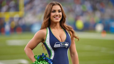 Seattle Seahawk's Cheerleader Exposes Her Tits On Tv - Part 5