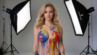 Body Paint Gets Sprayed Off Revealing Her Perfect Tits - Part 1
