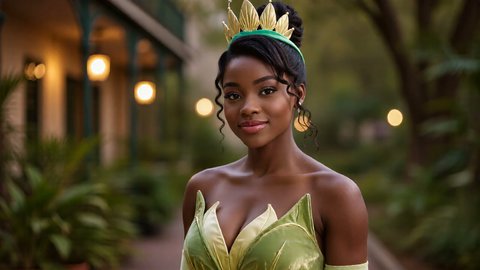 Princess Tiana Shows Her Tits In Cosplay Wardrobe Slip