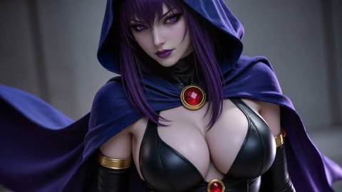 Raven Teen Titans Cosplayer Pulls Out Her Tits For The Camera - Part 5