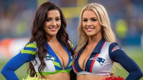 Seahawks And Patriots Cheerleaders Take Their Shirts Off Showing Their Beautiful Tits - Part 3