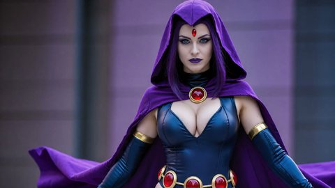 Adult Raven From Teen Titans Shows Her Tits In Cosplay