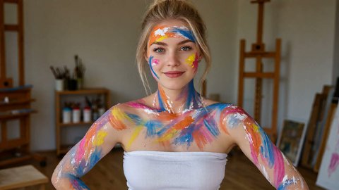 Body Painted Beauty Loses Her Shirt In Photo Shoot Xxx - Part 5