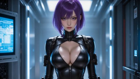 Motoko Kusanagi Takes Off Her Shirt - Part 1