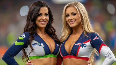 Seahawks And Patriots Cheerleaders Take Their Shirts Off Showing Their Beautiful Tits